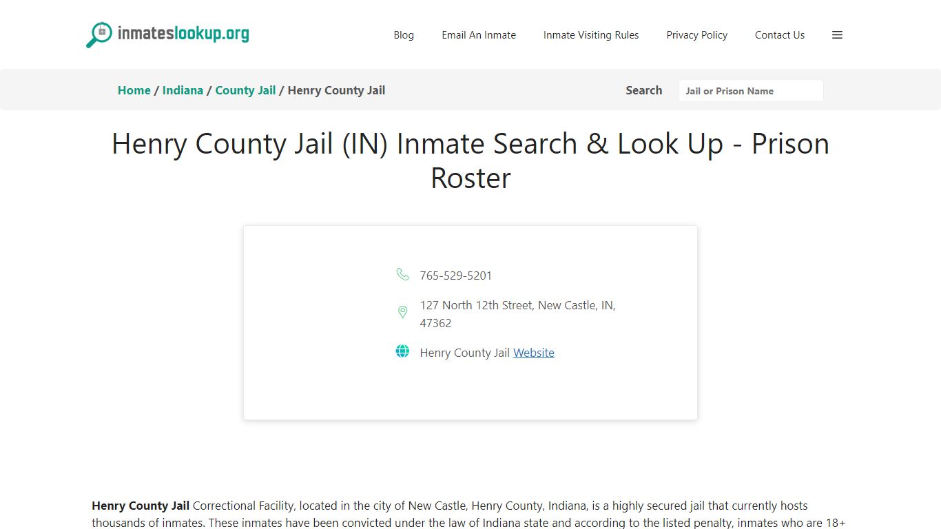 Henry County Jail (IN) Inmate Search & Look Up - Prison Roster