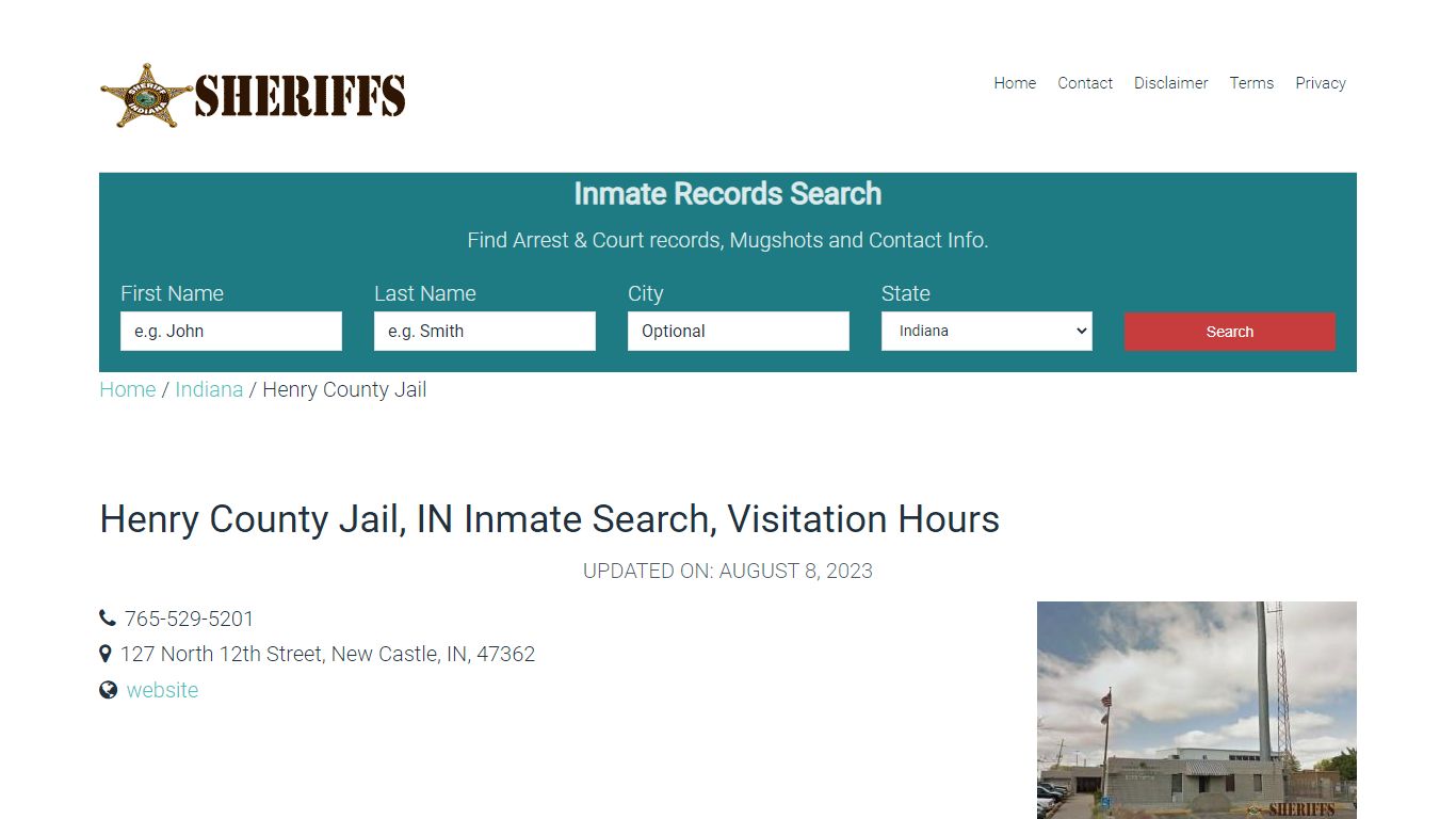 Henry County Jail, IN Inmate Search, Visitation Hours